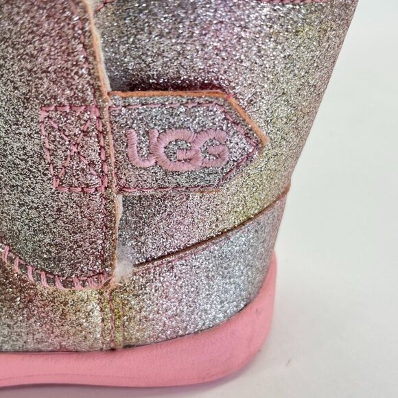 UGG® Keelan II Boot  Baby Size 2/3 in Metallic Glitter, Pink Hook & Loop Closure - Picture 6 of 15